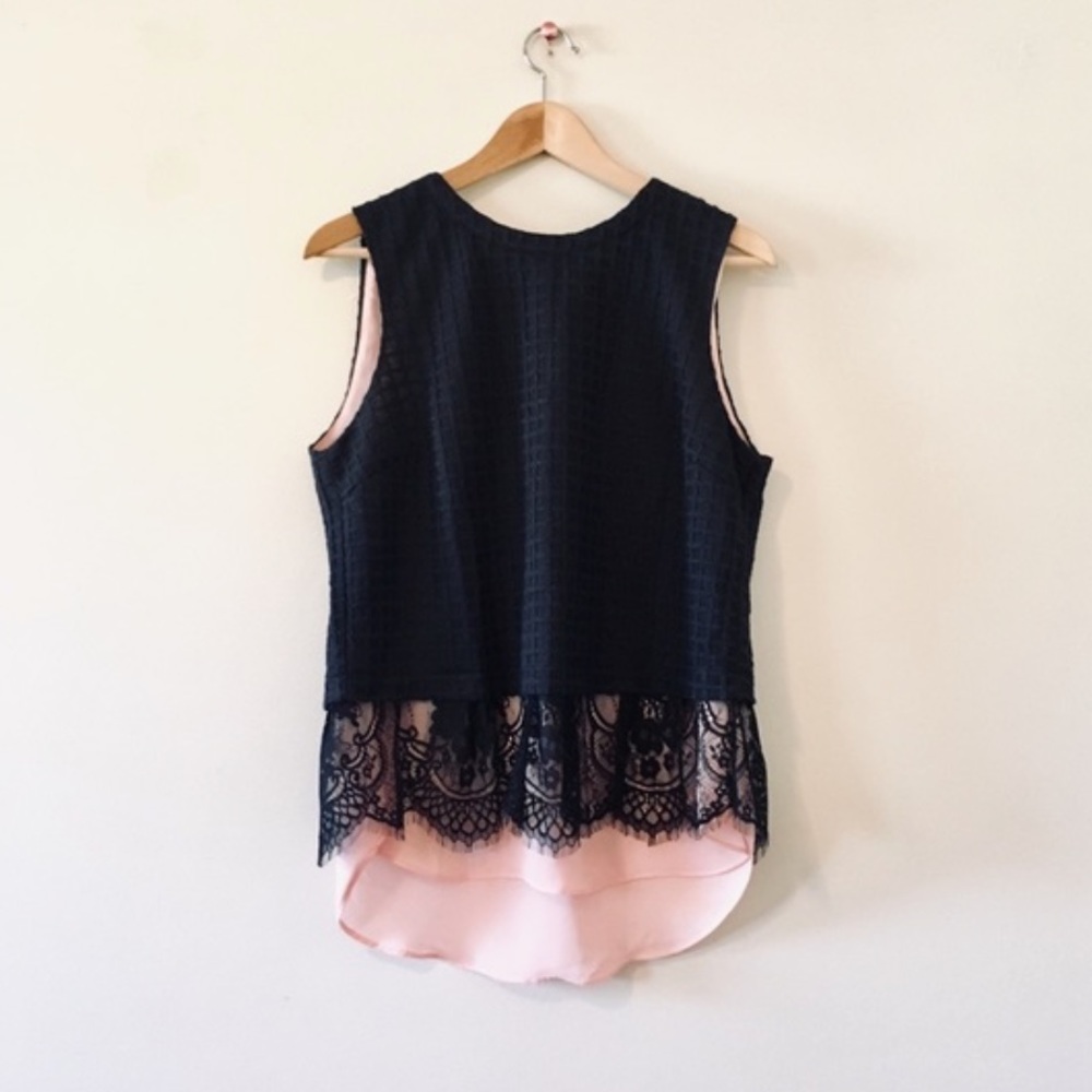 Anthropologie Greylin Black & pink tank blouse